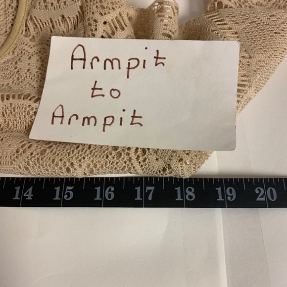 Mallory dress SZ S vintage crochet lace tan cottagecore mini whimsical fairy - Picture 9 of 11